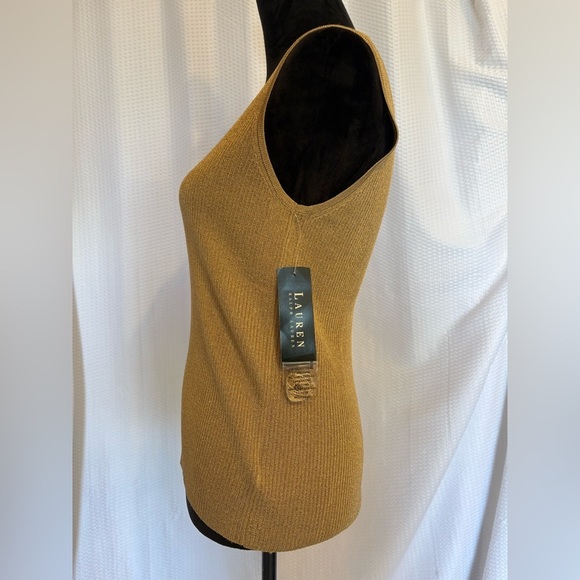 Ralph Lauren light bronze metallic cardigan and tank top 2 pc set size large NWT - Picture 6 of 9